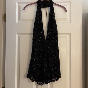 Stunning Luxxel Black Sparkle Romper - Size Small